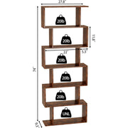 S-Curve Wood-Grain Bookcase Six Tier – book case (view 3) | Roost & Roam