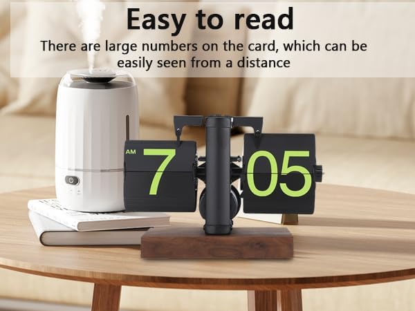 Frosted Black Retro Mechanical Flip Desk Clock