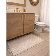 Close-up of hand-knotted macrame and fiber texture detail — Tufted Cotton Arch Bath Rug