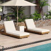 Slatted Acacia Wood Outdoor Chaise Lounger — packaging and unboxing view