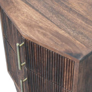 Fluted Mango Wood Two-Drawer Nightstand