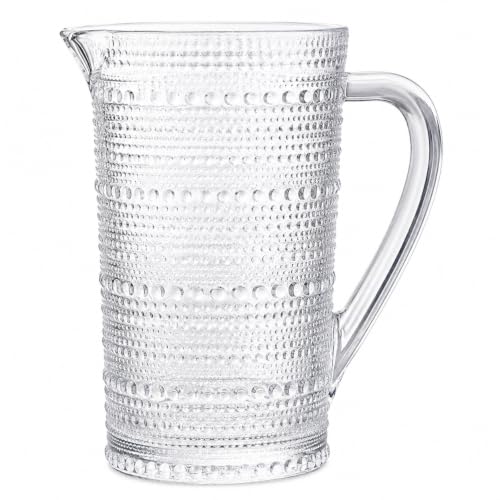 Clear Hobnail pitcher with hobnail, cylindrical