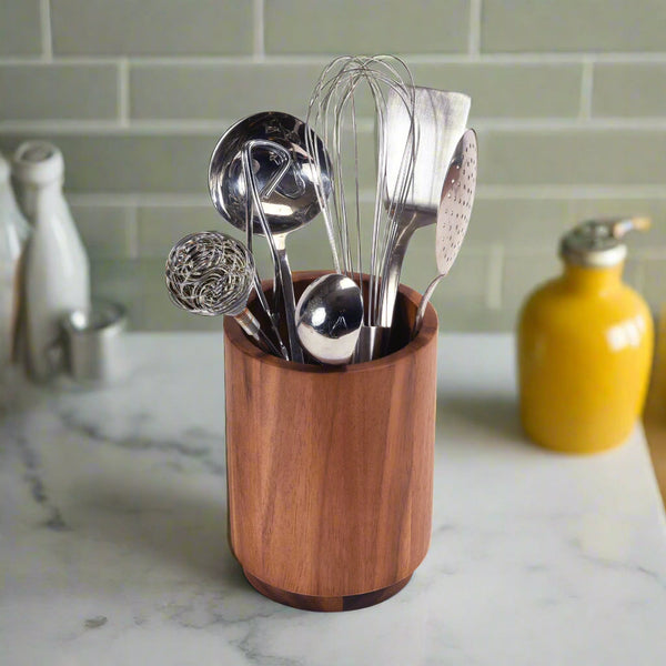 Rotating Acacia Wood Utensil Holder