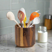 Rotating Acacia Wood Utensil Holder