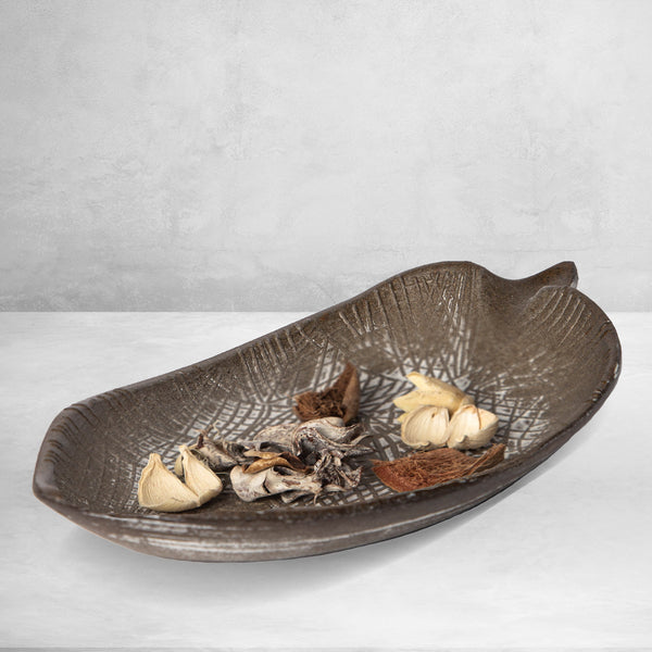 Leaf-Form Etched Decorative Tray