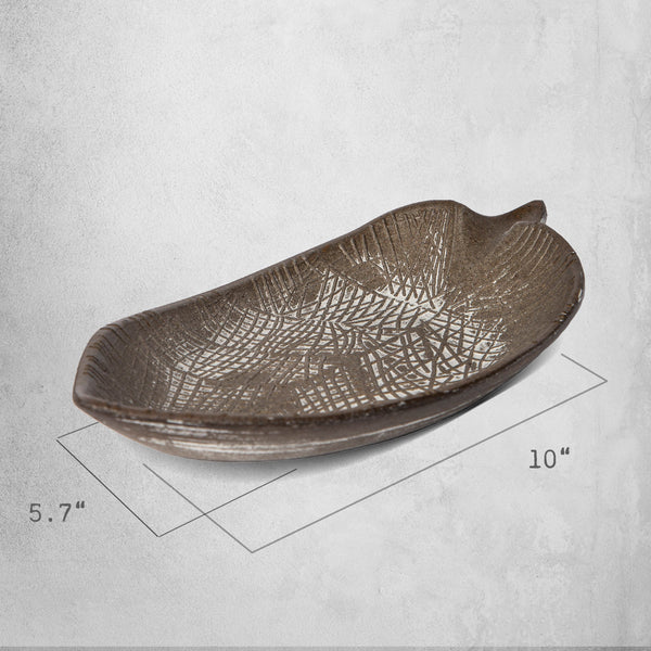 Leaf-Form Etched Decorative Tray