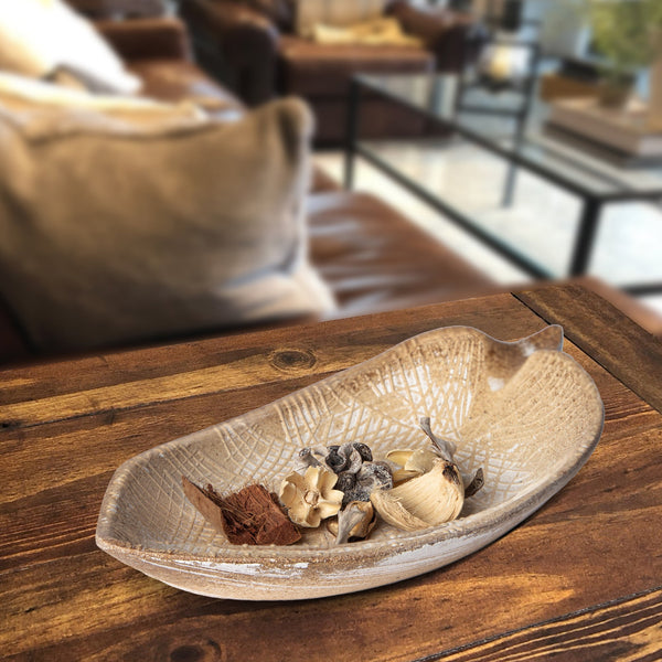 Leaf-Form Etched Decorative Tray