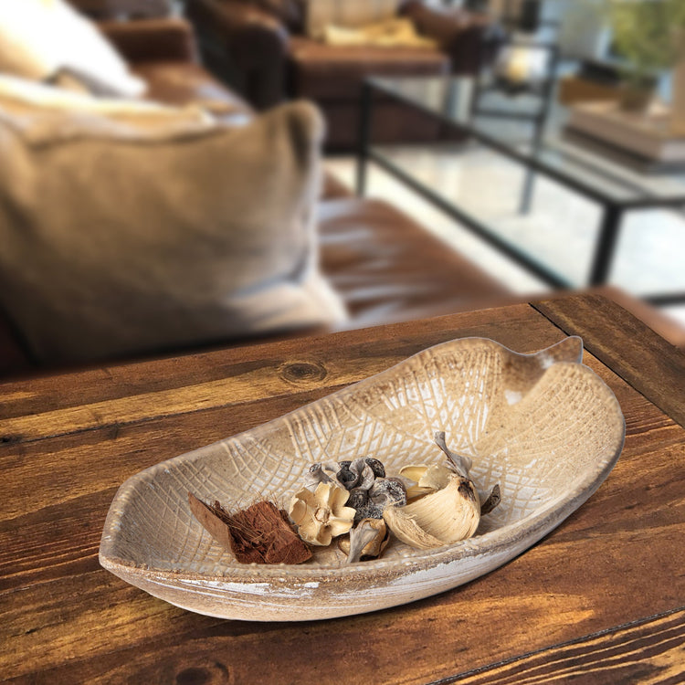 Leaf-Form Etched Decorative Tray