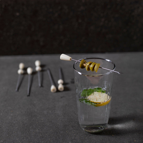 Bone-Accent Stainless Cocktail Pick Set