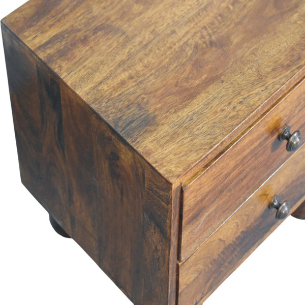 Chestnut Mango Wood Two-Drawer Nightstand