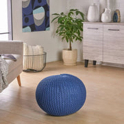 Knitted Cotton Round Pouf Ottoman