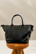 Pebbled Leather Structured Tote Bag