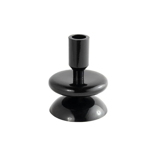 Glossy Black Metal Taper Candle Holder