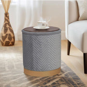 Chevron Velvet Round Storage Ottoman – ottoman (view 7) | Roost & Roam