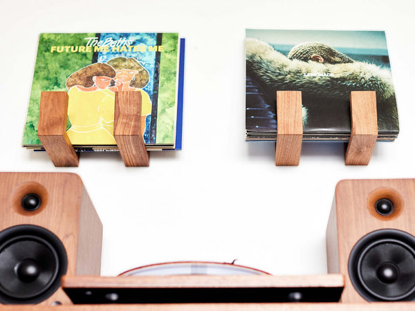 Hardwood Floating Record Display Shelf