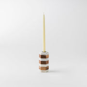 Striped Marble Acacia Taper Candleholder