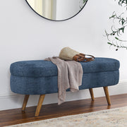 Oval Upholstered Storage Bench Wood Legs