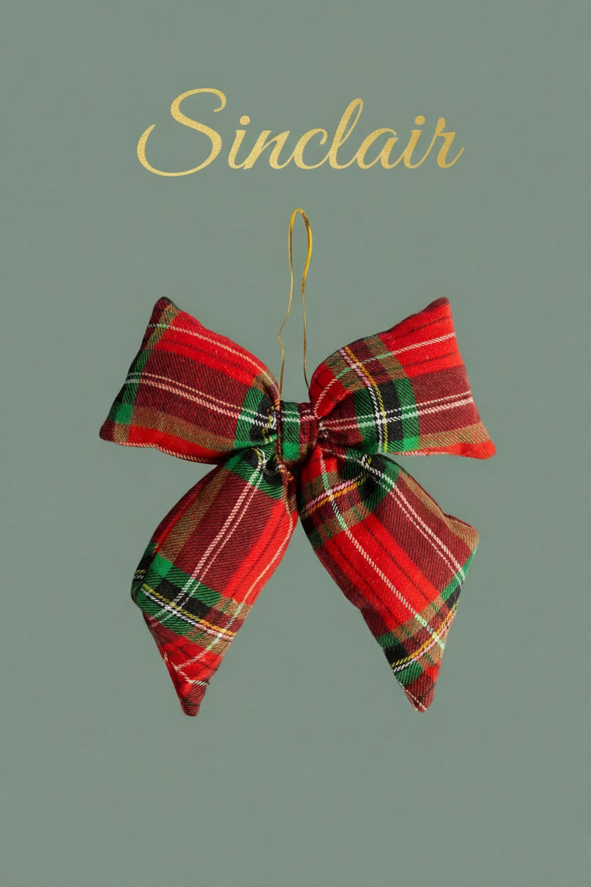 Plaid Polyester Bow Ornament, 2 Style Options