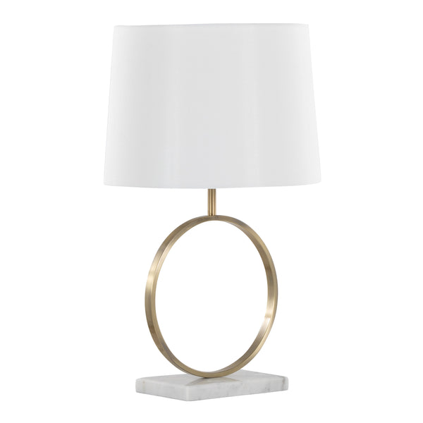Close-up of marble veining and polished surface detail — Marble Base Ring Table Lamp