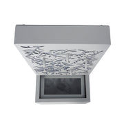 Leaf Cutout Metal Outdoor Water Fountain — close-up of label and production detail