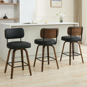 Swivel Vegan Leather Counter Stool Set