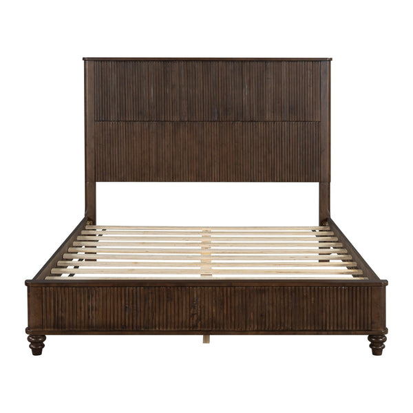 Reeded Wood Platform Bed Frame