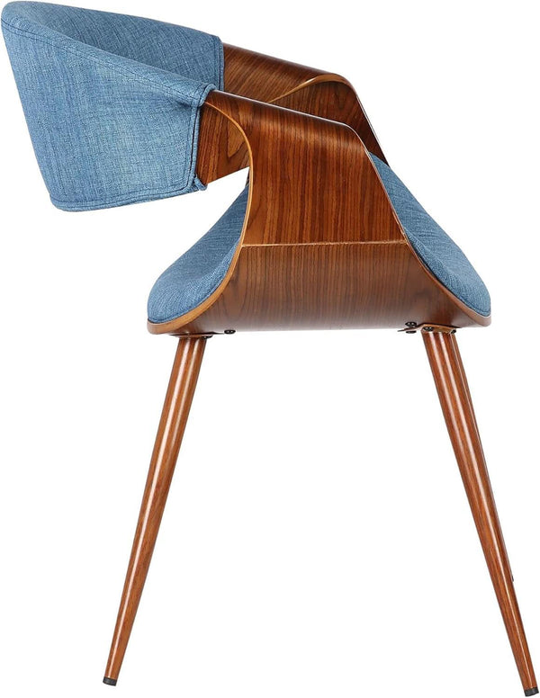 Mid-Century Blue Upholstered Dining Chair