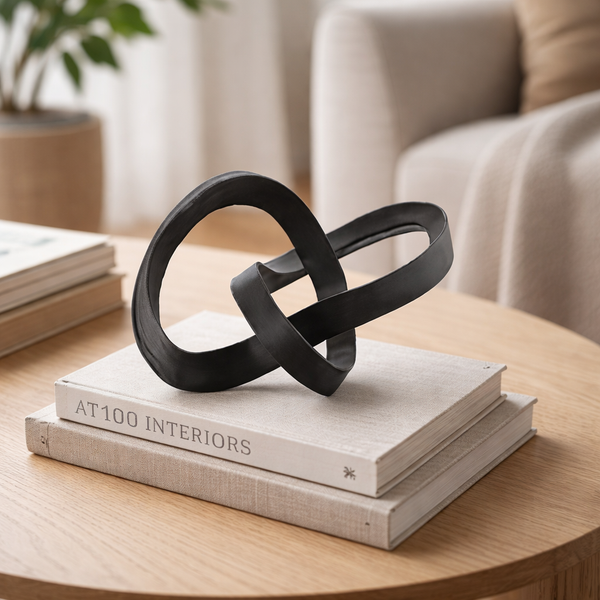 Matte Black Interlinked Loop Sculpture