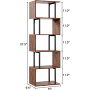 S-Curve Wood-Grain Six-Tier Bookshelf – book case (view 3) | Roost & Roam