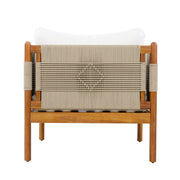 Acacia Wood Diamond Rope Club Chair — back and side profile detail