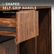 Fluted Bar Cabinet with Fridge Space