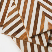 Chevron Wood Resin Coaster Set
