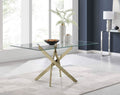 Tempered Glass Dining Table with Gold Chrome Base
