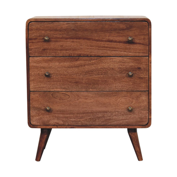 Curved Mango Wood Three-Drawer Dresser
