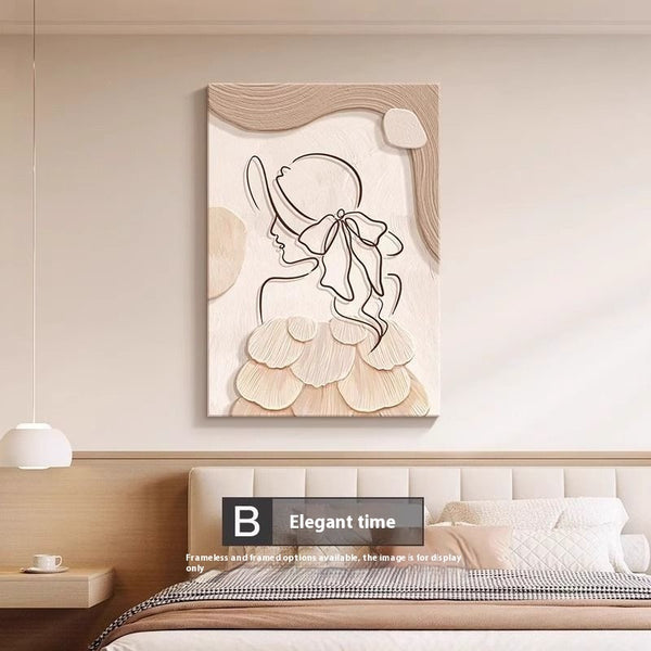 Embossed Canvas Abstract Wall Print hung on a warm neutral wall above a sofa