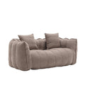 Boucle Channel-Tufted Loveseat Sofa — Channel-tufted loveseat in nubby taupe boucle-texture fabric with two cushions