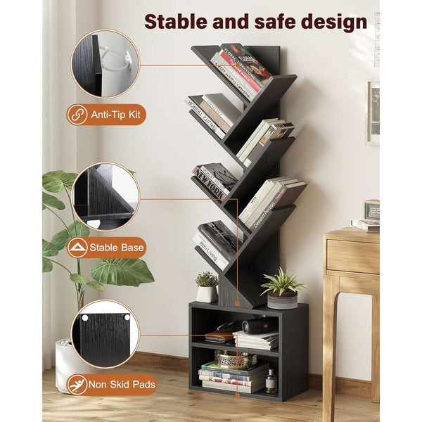 Tree-Form Six-Tier Wood-Grain Bookcase – book case (view 5) | Roost & Roam