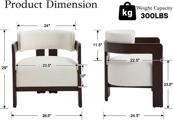Curved Chenille Wood-Frame Accent Chair Pair – chair (view 2) | Roost & Roam