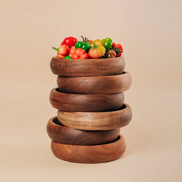 Turned Hardwood Snack Serving Bowl