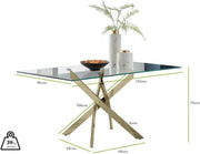 Tempered Glass Dining Table with Gold Chrome Base