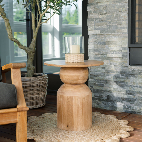Clear Glass & Woven Rattan Hurricane Candleholder