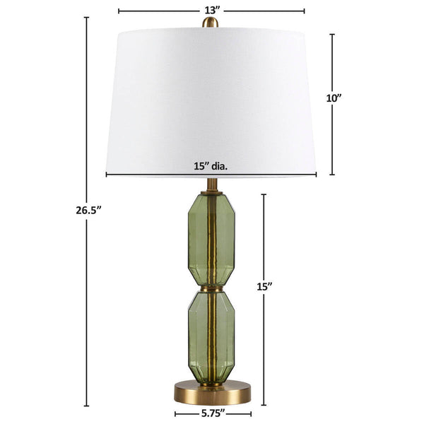 Faceted Green Glass Table Lamp