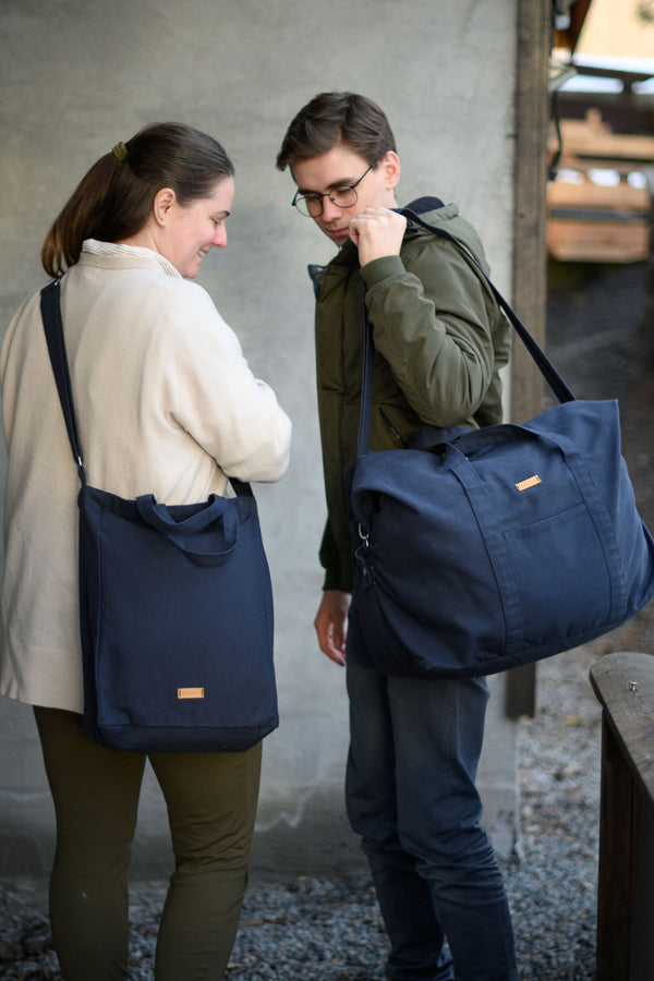 Navy Cotton Canvas Weekend Duffel Bag