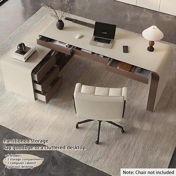 L-Shape Wood-Grain Executive Desk – home office set (view 3) | Roost & Roam