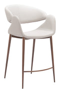 Beige & Walnut Faux Leather Counter Stool
