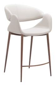 Beige & Walnut Faux Leather Counter Stool