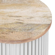 Fluted Metal Rod Round Accent Table