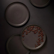 Matte Black Stoneware Dinner Plate Set