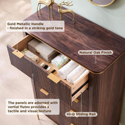 Fluted Five-Drawer Dark Walnut Dresser – chest (view 4) | Roost & Roam