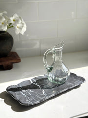 Scalloped Black Marble Decorative Tray